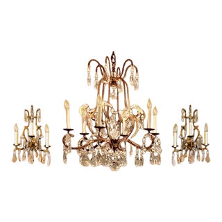 Neirmann Weeks Parisian Gold Leaf Crillon Chandelier & Sconces - Set of 3 For Sale