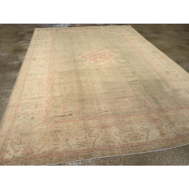 Galerie Shabab Collection Early 20th Century Turkish Oushak Room Size Carpet For Sale In New York - Image 6 of 8