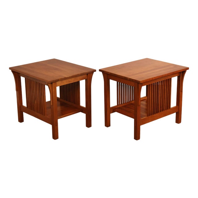 Stickley Mission Collection Pair Of Cherry End Tables For Sale