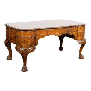 19th Century Rococo Walnut Six Drawer Desk From Denmark For Sale