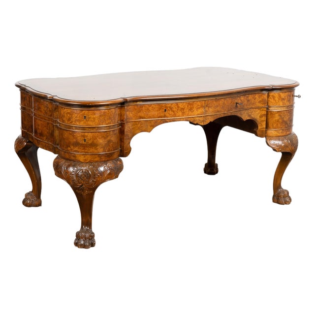 19th Century Rococo Walnut Six Drawer Desk From Denmark For Sale