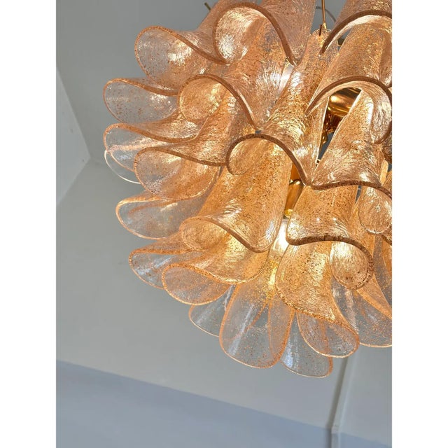 Clear and Gold Petali-Selle Murano Glass Chandelier by Simoeng For Sale - Image 7 of 9