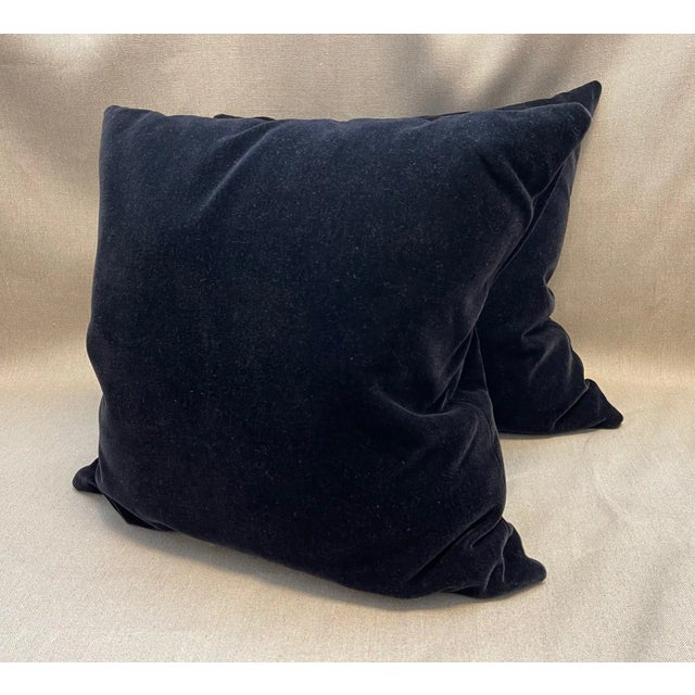 Pair of Old World Weavers black mohair throw pillow 24" x 24" with down and feather insert, no zipper.