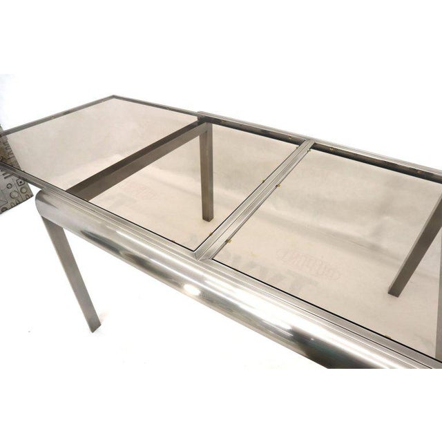 Expandable Metal Frame Glass Top Mid Century Modern Dining Table Chairish