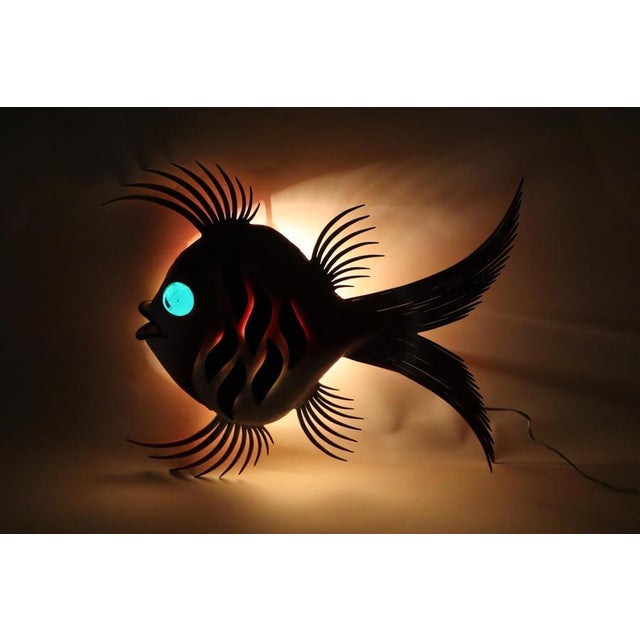 Mid-Century Red Fish with Aquamarine Eye Wall Light, 1950s For Sale - Image 10 of 14