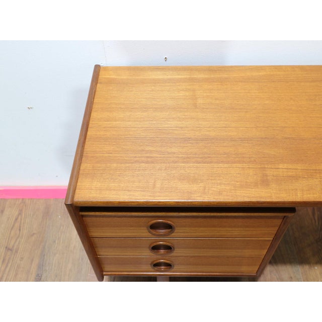 1960s Mid Century Modern Vintage Teak Vanity Desk Dresser by Bath Cabinets For Sale - Image 13 of 14