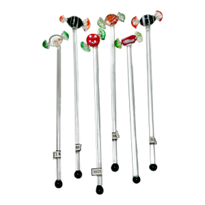 1980s Murano Style Hand Blown Glass Candy Swizzle Sticks – Set of 6 Cocktail Stirrers
