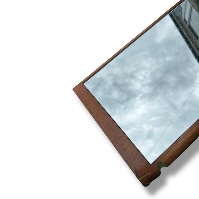 Mid-Century Danish Rectangular Teak Wall-Mounted Mirror For Sale - Image 9 of 11