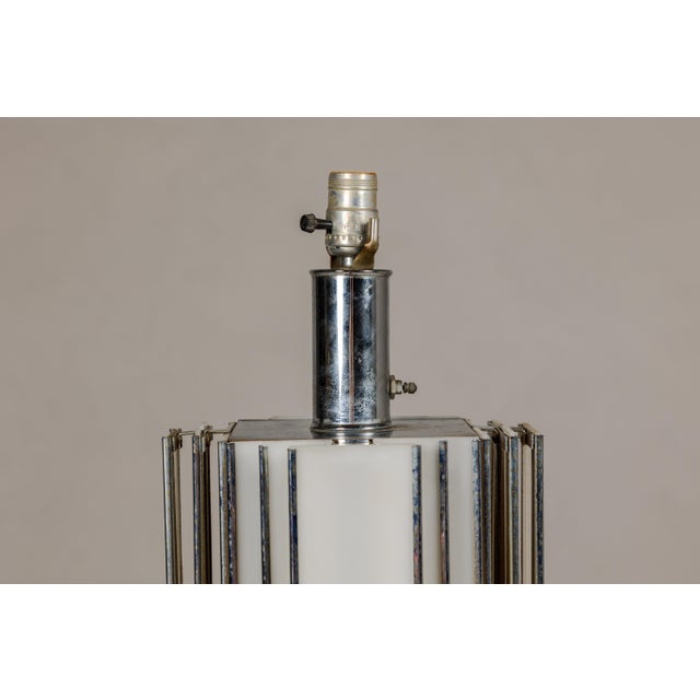 Chrome Mid 20th Century Art Deco Style Skyscraper Table Lamp with Two Lights For Sale - Image 8 of 12