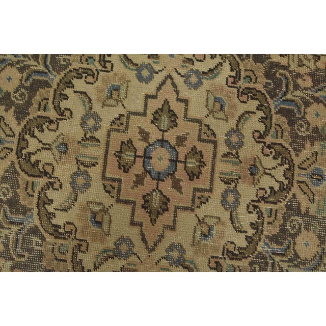 Pink Tabriz Rug 9’3” X 9’2” Pink Wool Vintage Distressed Hand-Knotted Carpet For Sale - Image 8 of 15