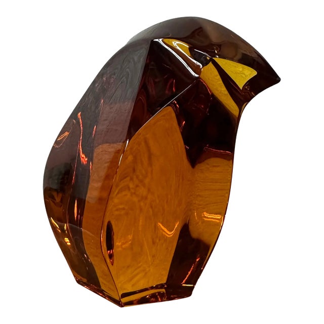 Vintage French Art Glass Saint Louis Crystal Penguin Figurine/Paper Weight For Sale