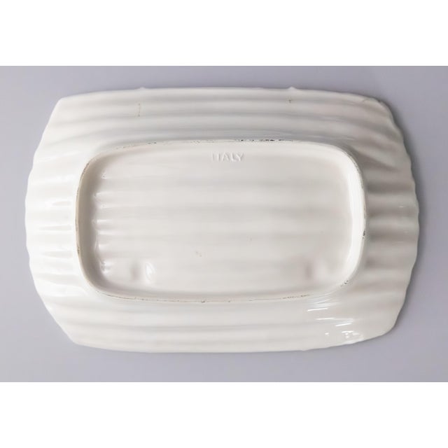 Paint Vintage Italian Majolica Trompe l'Oeil Asparagus Footed Dish For Sale - Image 7 of 8