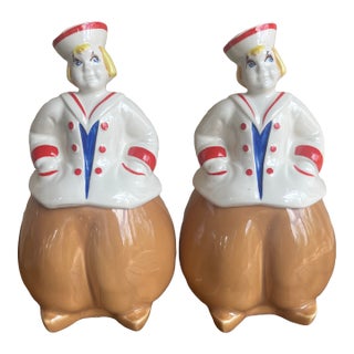 Art Deco Pottery Guild “Happy Jack” Sailor Boy Cookie Jars - Pair For Sale