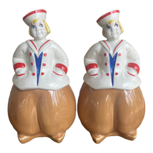 Art Deco Pottery Guild “Happy Jack” Sailor Boy Cookie Jars - Pair