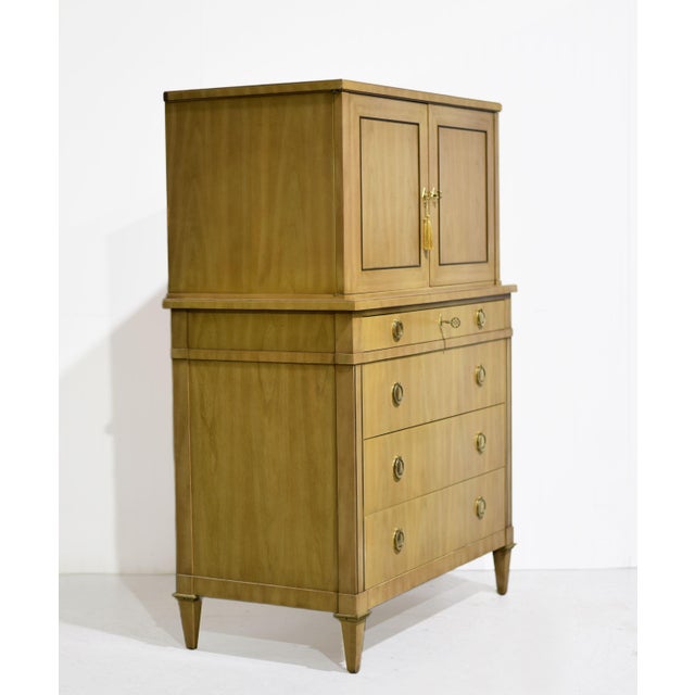 Wood Mid Century Directoire Style Highboy Dresser by John Widdicomb For Sale - Image 7 of 12