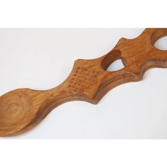 Wood Vintage Rustic Welsh Hand-Carved Wooden Love Spoon For Sale - Image 7 of 11