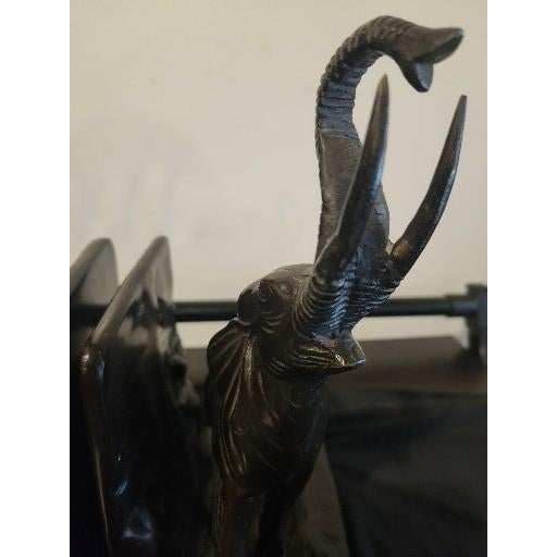Brown Vintage 1930s Art Deco Anglo-Indian Chocolate Bronze Elephant Bookends - Pair For Sale - Image 8 of 14