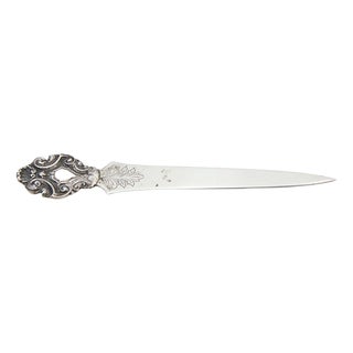 Silver Letter Opener with Engraving and Relief on the Handle For Sale