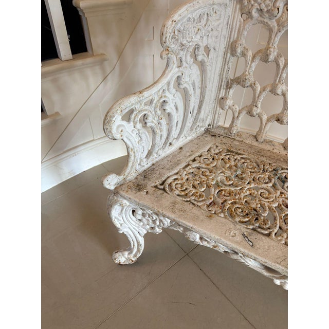 Antique Victorian Ornate Garden Seat in Cast Iron, 1850 For Sale - Image 7 of 12