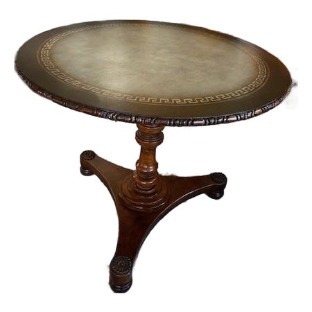 ]Contemporary Leather Top Table Attributed to Hekman Furniture For Sale