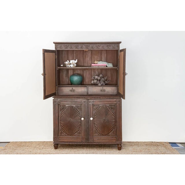 Brown 19th Century Indo-Portuguese Teak Tall Cabinet For Sale - Image 8 of 12
