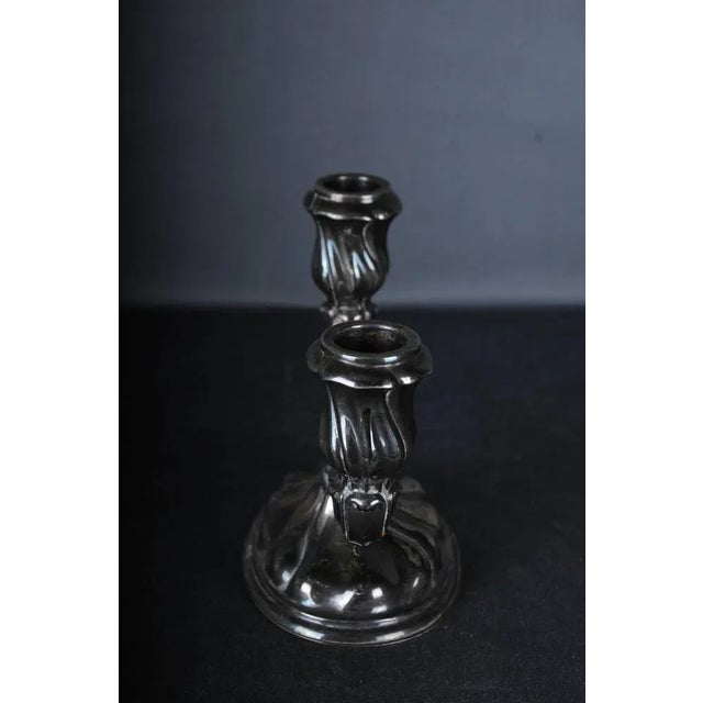 Antique Two-Armed Silver Candlestick For Sale - Image 5 of 9