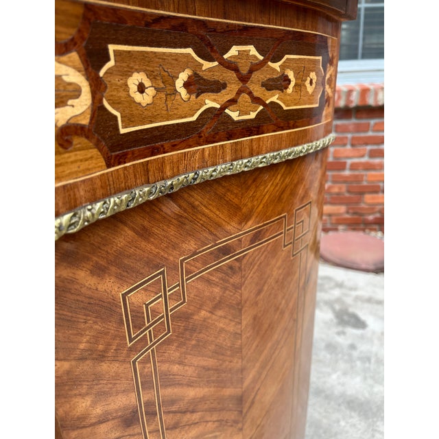 Louis XV Marquetry Dry Bar Cabinet or Commode- Black Marble Top For Sale - Image 11 of 12
