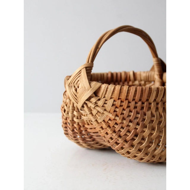 Brown VIntage Wicker Buttocks Basket For Sale - Image 8 of 8