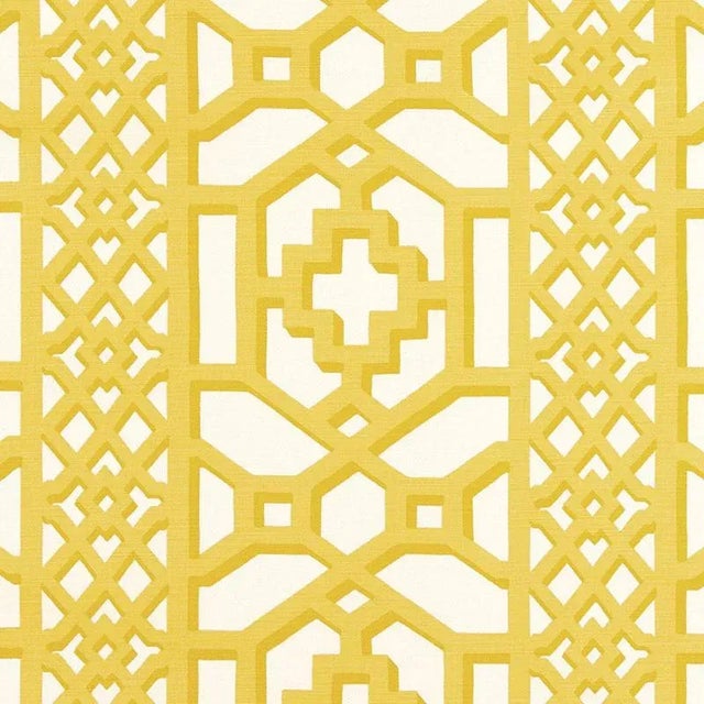 Sample- Schumacher Zanzibar Trellis Matte Fabric in Canary For Sale
