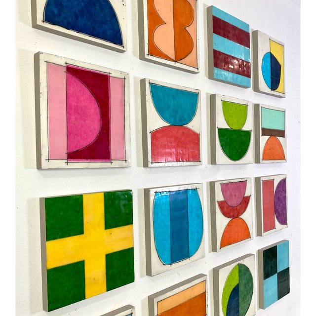 Original Encaustic Mixed Media Installation by Gina Cochran - "Cosmic Boom" - 16 Panels For Sale - Image 18 of 18