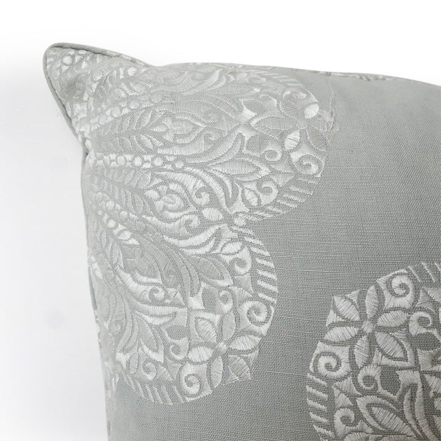 1990s 1990s Down Filled Pillow With SIlk Embroidered Sunburst For Sale - Image 5 of 8