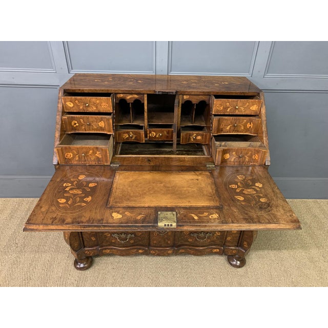Antique Dutch Walnut Marquetry Desk, 1760 For Sale - Image 3 of 14