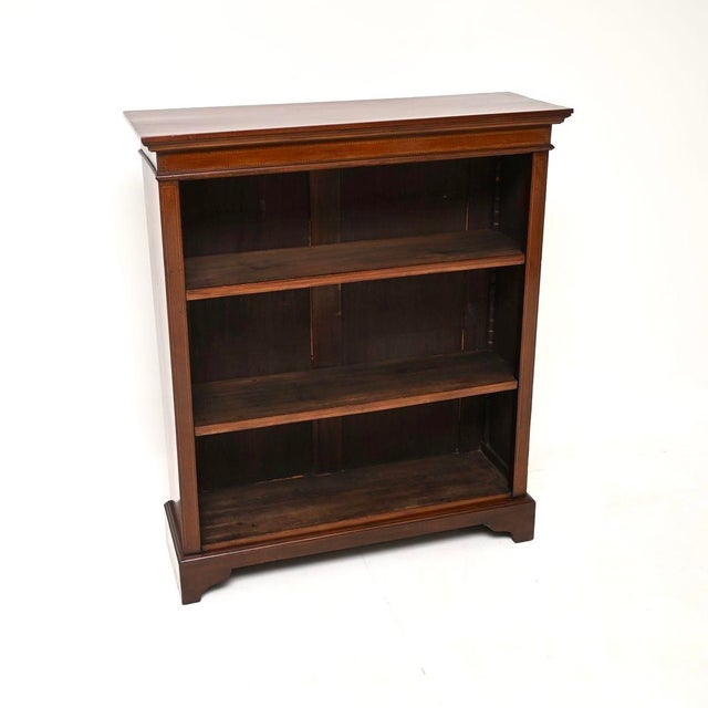 Antique Edwardian Inlaid Open Bookcase, 1900 For Sale - Image 11 of 11