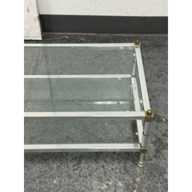 Mid 20th Century Maison Jansen Metal + Glass Coffee Table For Sale - Image 4 of 12