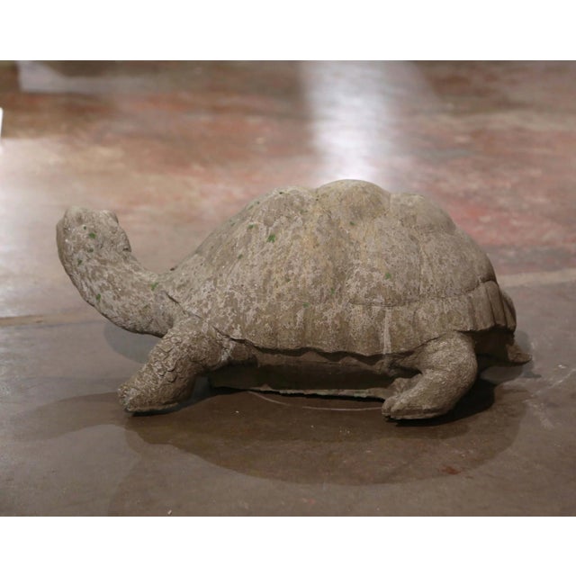 Vintage French Outdoor Weathered Stone Turtle Sculpture For Sale In Dallas - Image 6 of 7