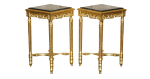 Italian Giltwood & Marble Side Tables, 1880s, Set of 2