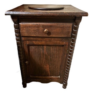 Antique Solid Cherrywood Empire Side Table W/Spinner Top. For Sale