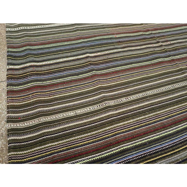 Rustic Galerie Shabab Collection Mid-20th Century Handmade Turkish Flatweave Kilim Small Square Room Size Carpet For Sale - Image 3 of 8