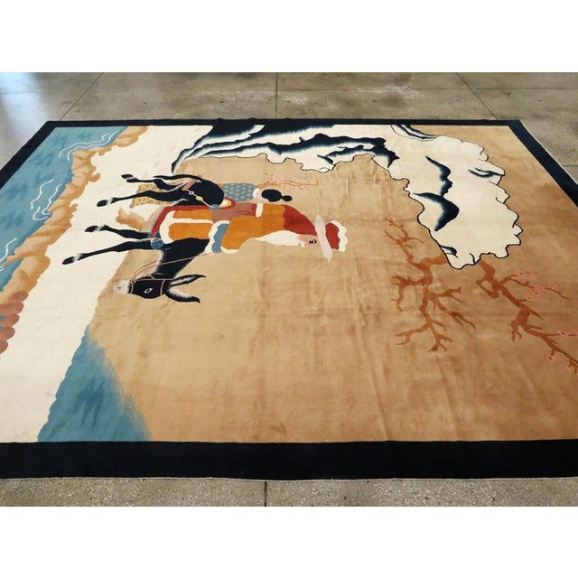 Mid 20th Century Galerie Shabab Collection Mid-20th Century Handmade Chinese Pictorial Art Deco Room Size Carpet For Sale - Image 5 of 8