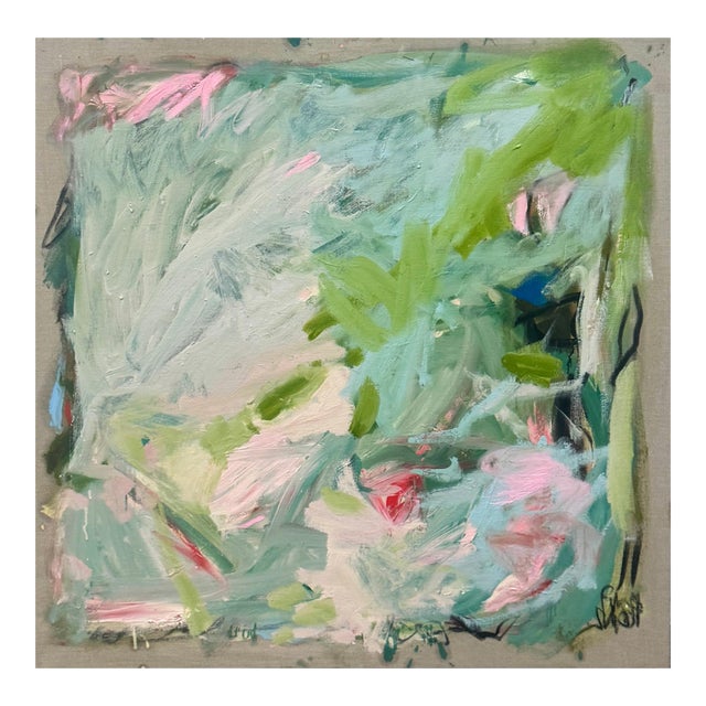 Contemporary Abstract Oil and Charcoal on Raw Canvas "Meet Me There Iv" by Petra Schott For Sale