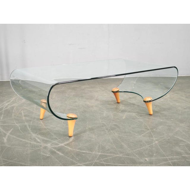 Rare “Tango” coffee table designed by Fabio Di Bartolomei for FIAM Italia in 1996, showcasing the sophisticated glass-...
