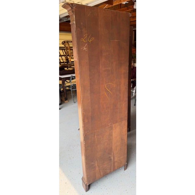 Sienna Vintage Walnut Corner Cupboards With Arched Bubble Glass & Reversible Plate-Groove Shelves For Sale - Image 8 of 11