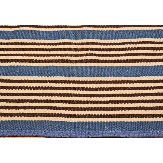 Vintage Mexican Saltillo Serape Kilim Rug, Flat-Woven Wool Blanket, Royal Blue, 2x4 For Sale - Image 12 of 14