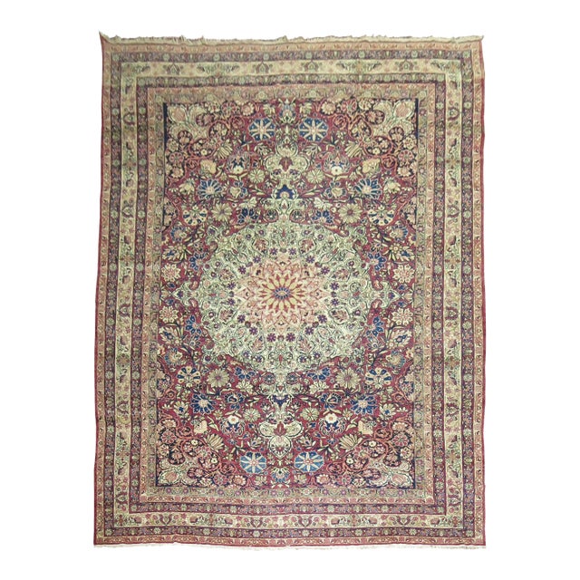 19th Century Antique Zabihi Collection Large Lavar Kirmanshah Rug - 10'9" x 16'6" For Sale