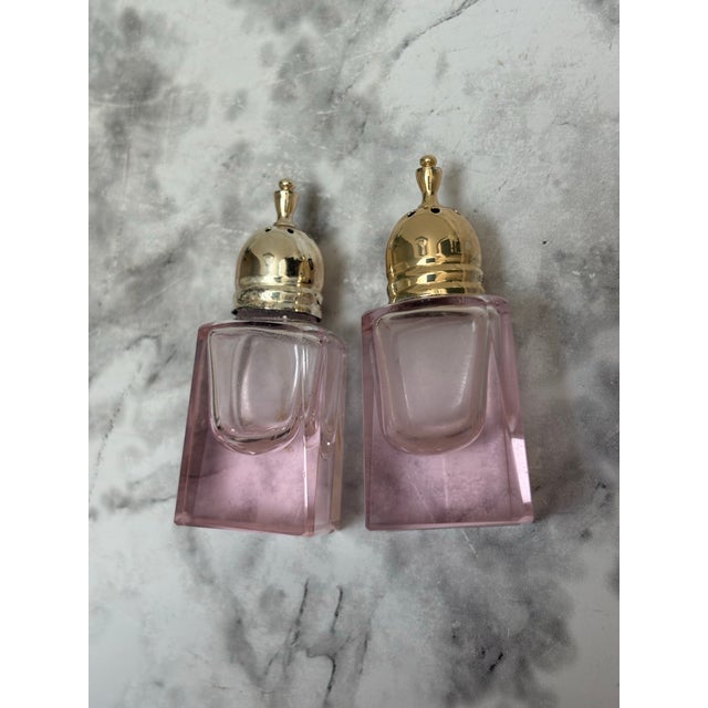 Vintage Mikasa Pink Glass Salt & Pepper Shakers-a Pair For Sale - Image 9 of 9