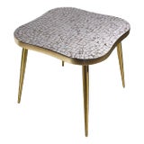 Mid Century Mosaic Tile End Table With Amoeba Form Top and Tapered Pole Legs For Sale