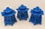 Three Vintage Blue Chinoiserie Asian Cast Iron Pagoda Laterns - a Set For Sale - Image 4 of 9