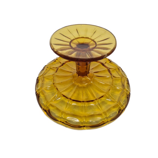 Goldenrod Cake Bowl on Stand from Ząbkowice Glassworks, 1970s For Sale - Image 8 of 18