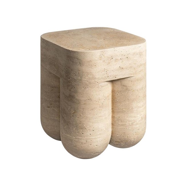 Travertine Unfilled Chunky Stool by Etamorph For Sale - Image 6 of 8
