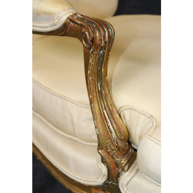 Pair 19th C. French Louis XV Style Giltwood Armchairs For Sale - Image 16 of 17